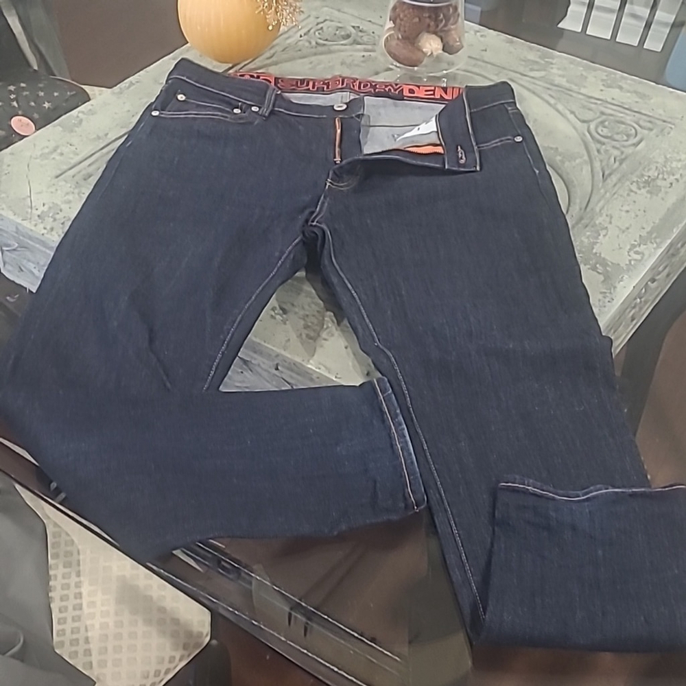 SUPER DRY MEN'S CONNOR BLUE TAPER JEANS PANTS 34 - Picture 2 of 13
